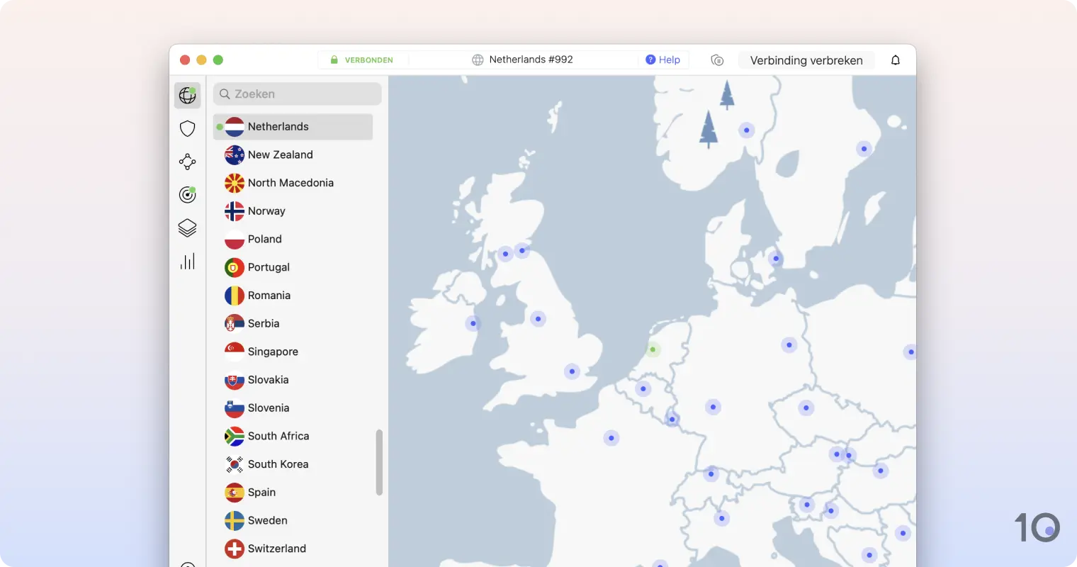 NordVPN's app voor macOS