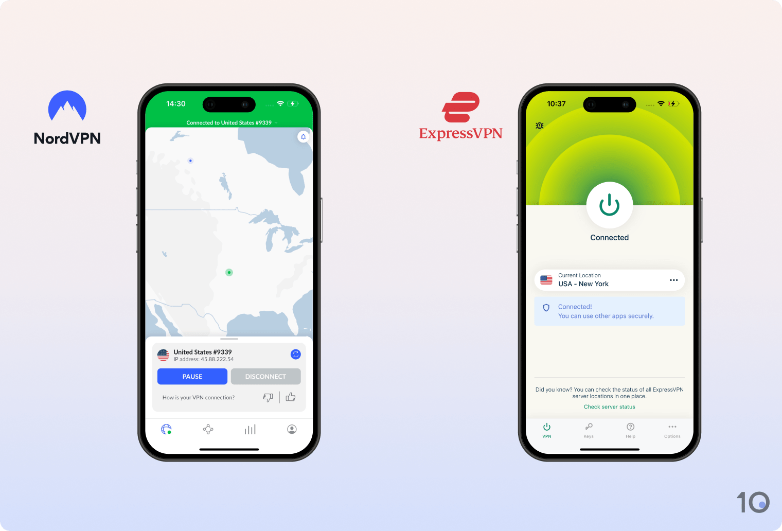 NordVPN vs ExpressVPN on iOS