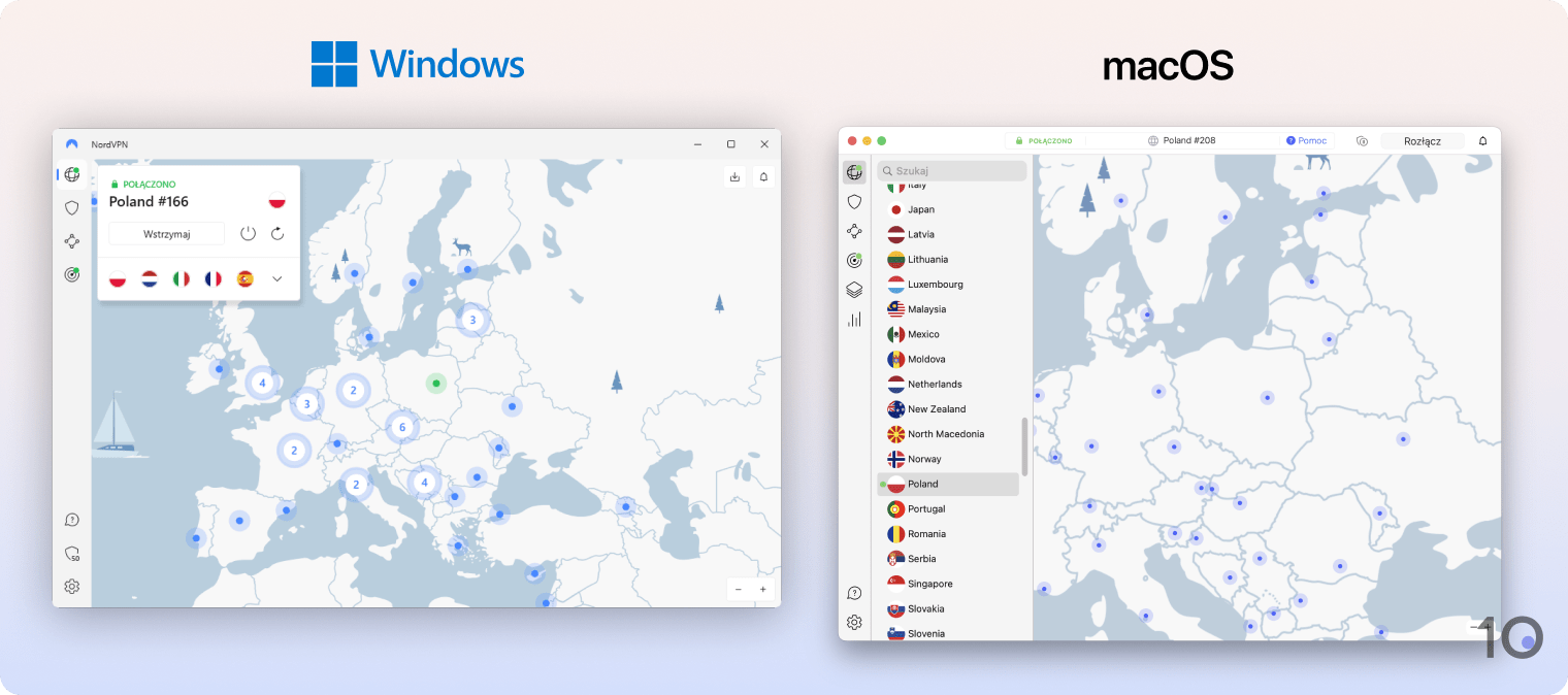 Aplikacje NordVPN na system Windows i macOS