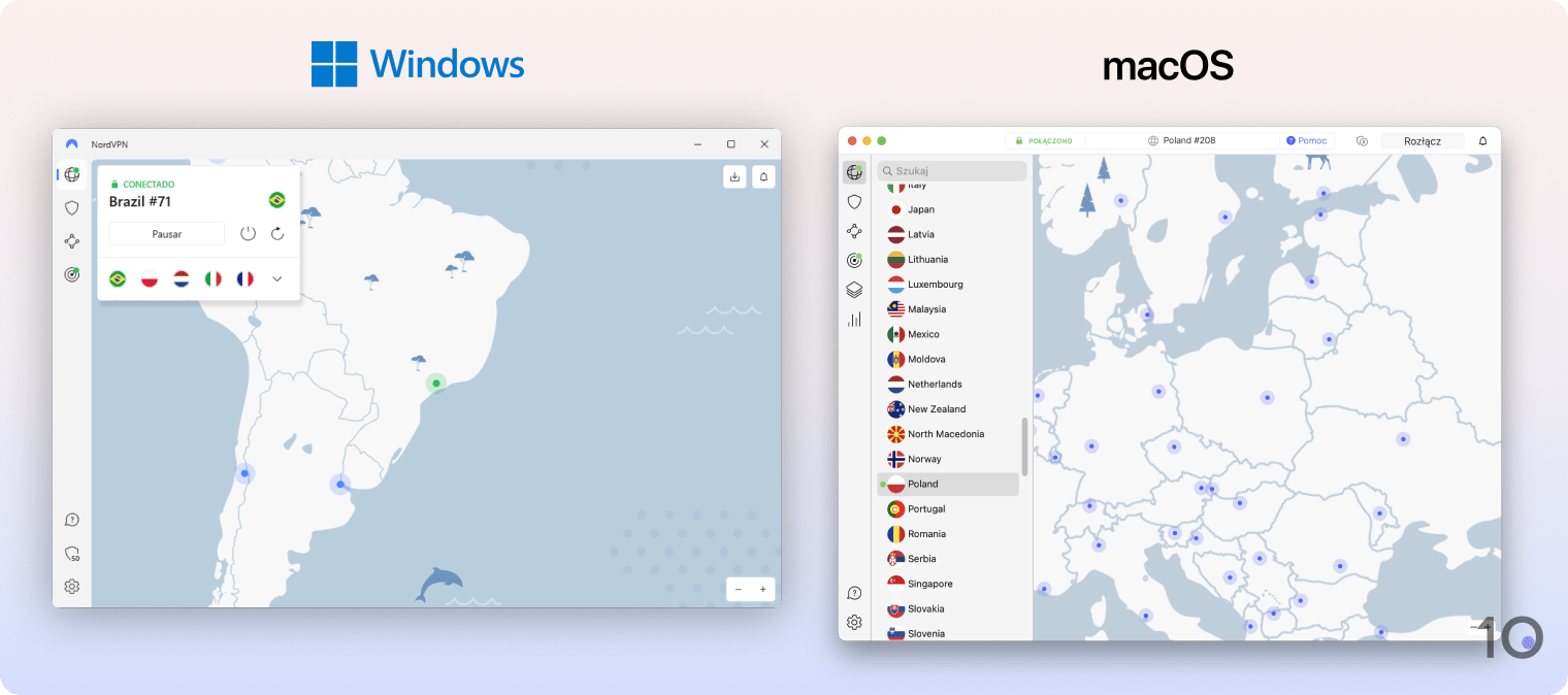 Aplicativos da NordVPN para Windows e macOS