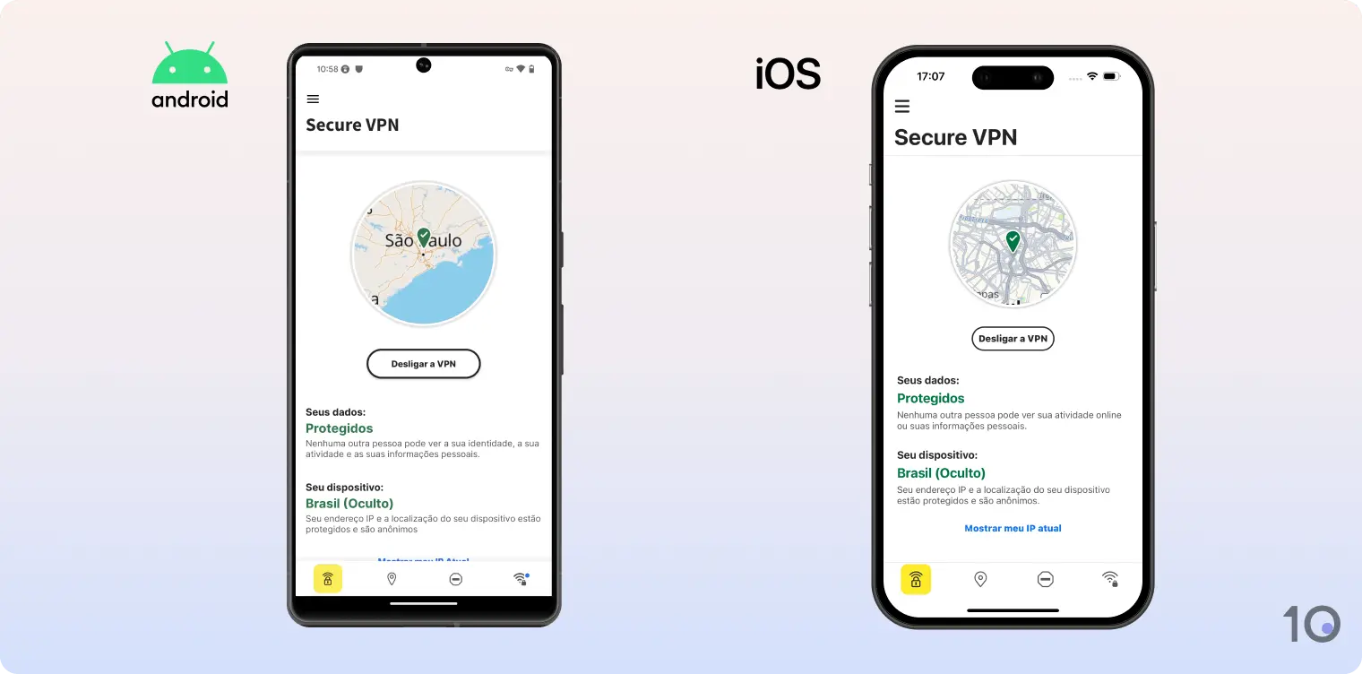 Os aplicativos Norton Secure VPN para Android e iOS