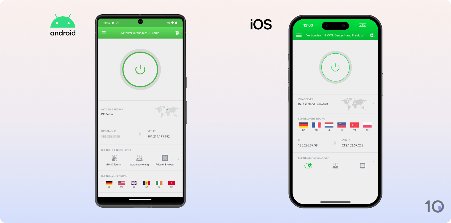Private Internet Access-Apps für Android and iOS