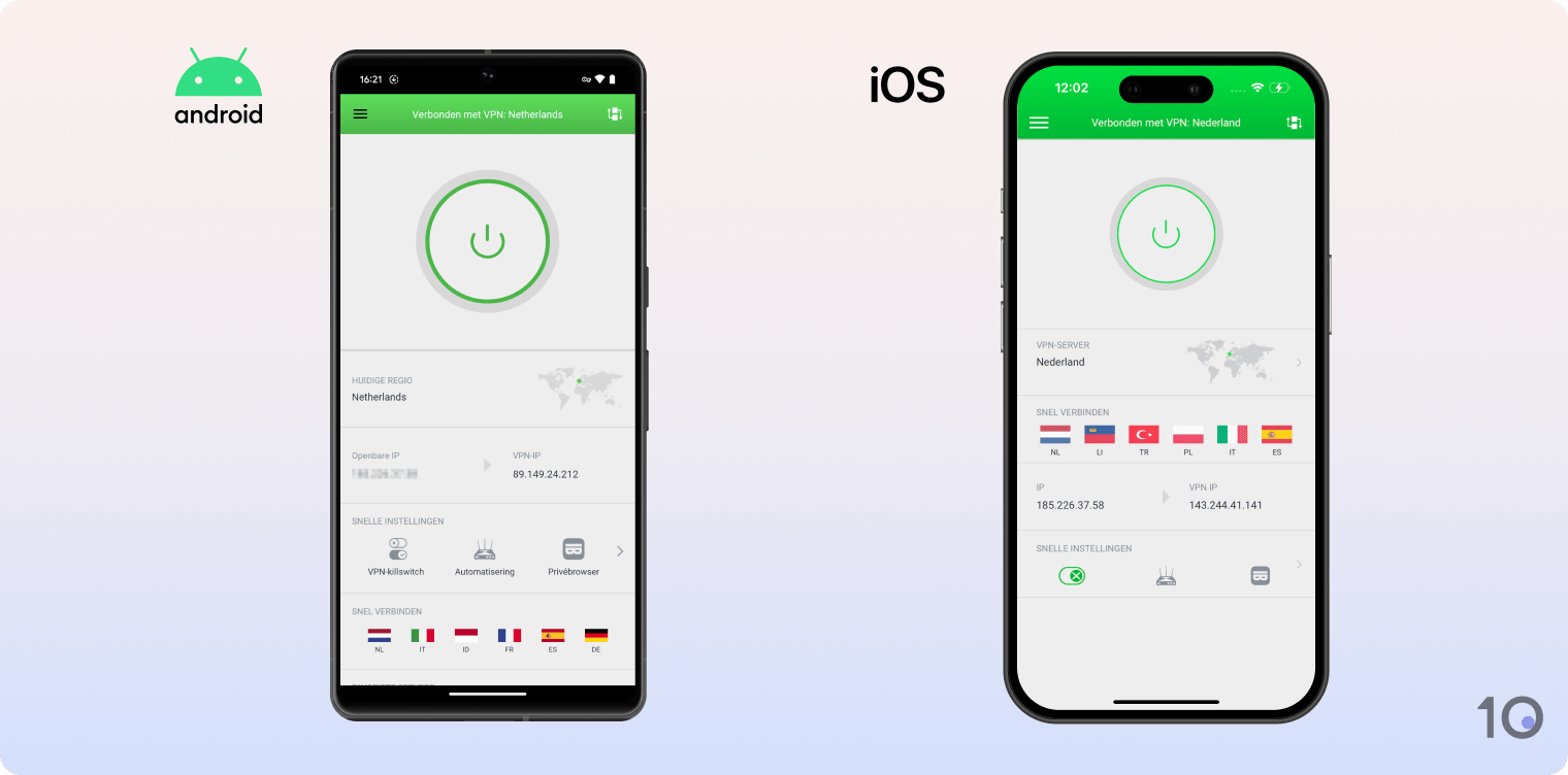 Private Internet Access'-apps voor Android en iOS