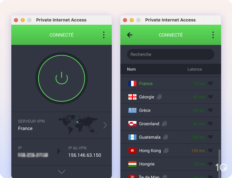 L'application PIA VPN pour macOS