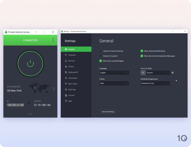 Private Internet Access' VPN app for Windows