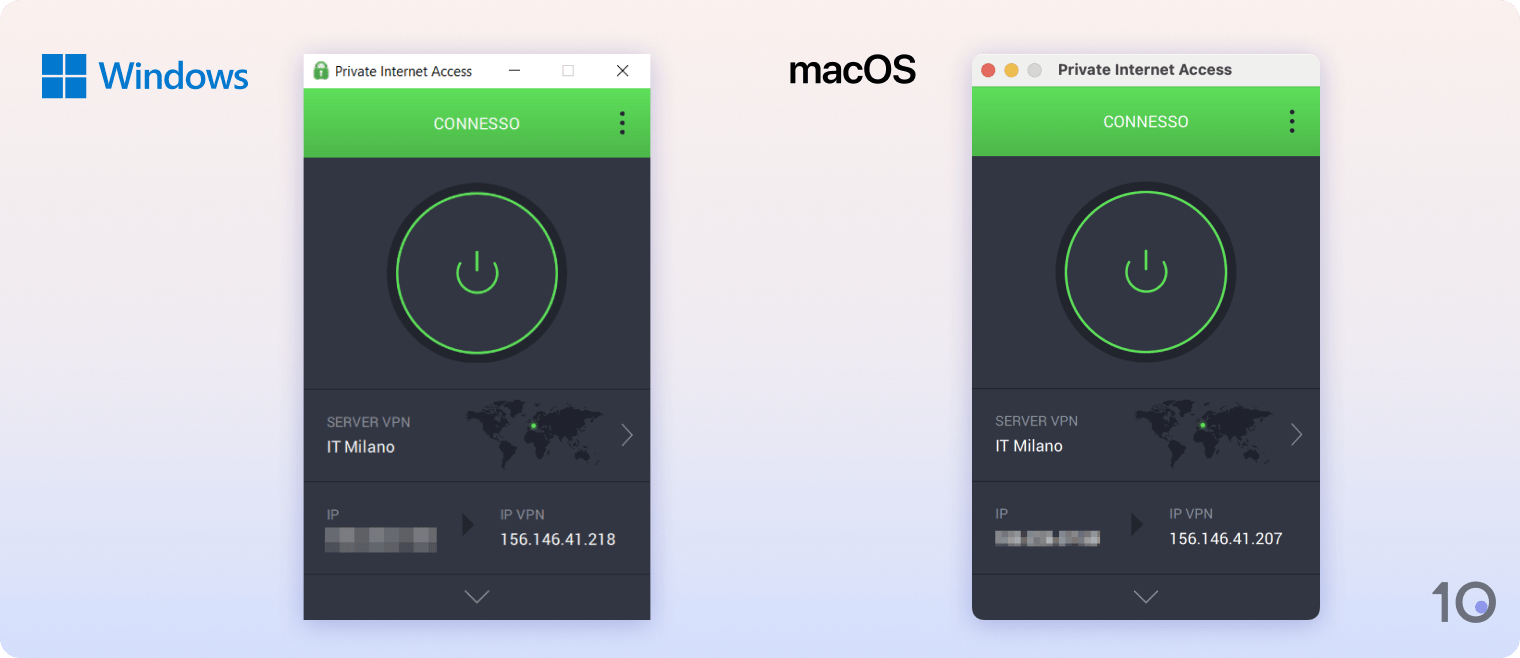 Le app di Private Internet Access per Windows e macOS