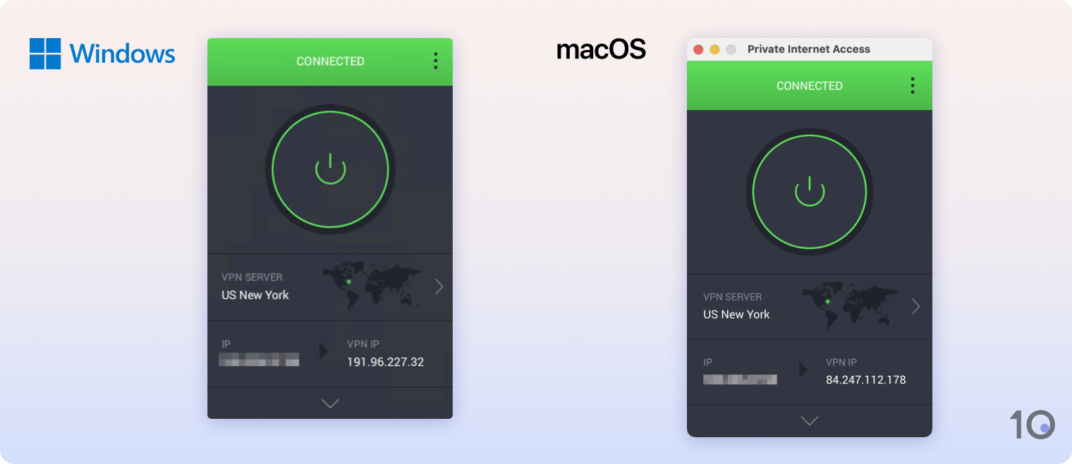 PIA's VPN apps for Windows and macOS