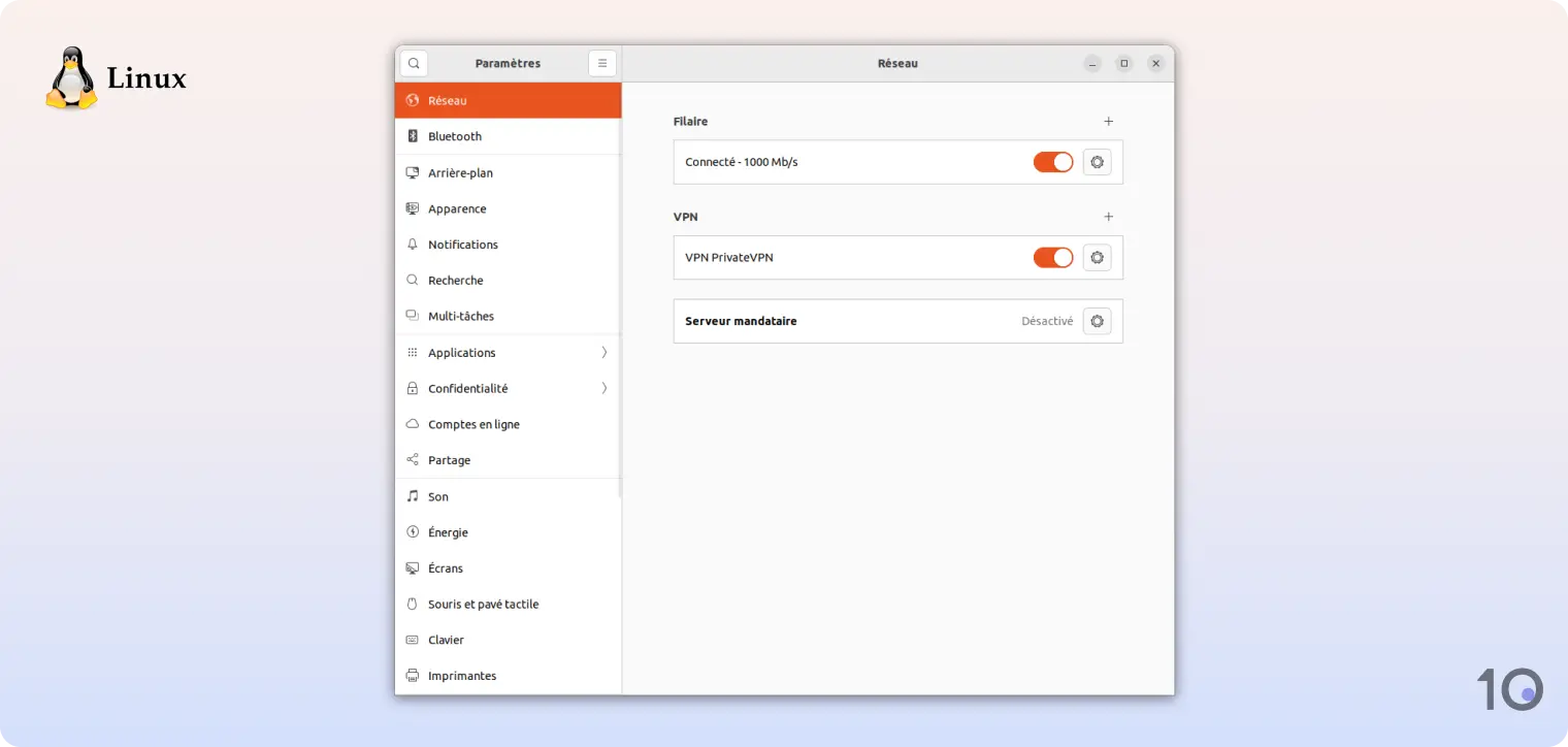 L'application PrivateVPN pour Linux