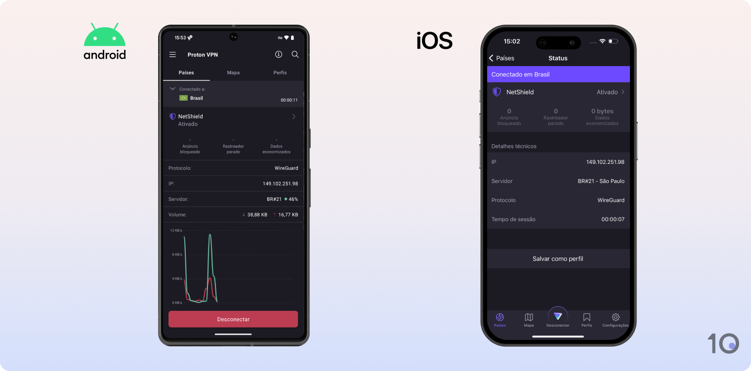 Aplicativos móveis do Proton VPN para Android e iOS