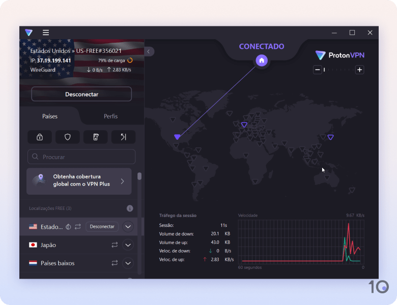 Aplicativo VPN do ProtonVPN Free para Windows