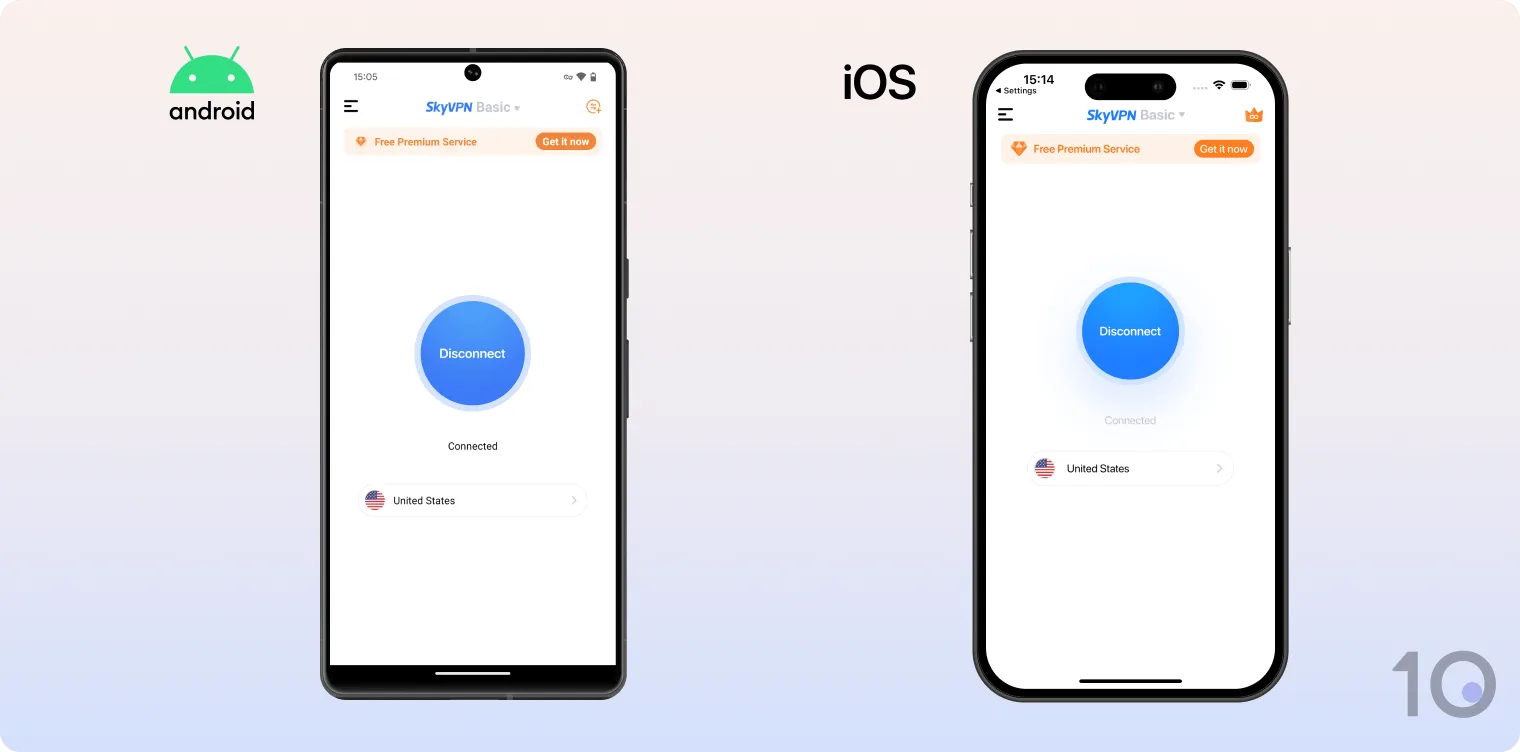 SkyVPN's apps for Android and iOS
