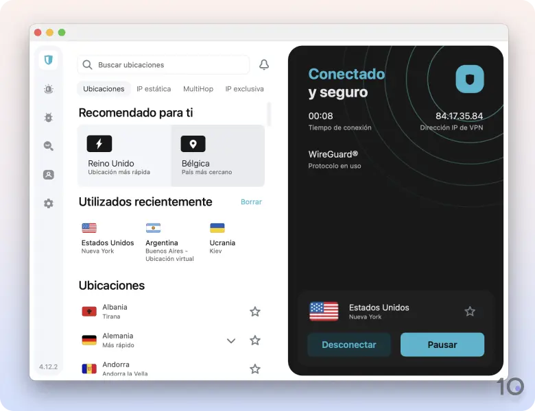 Aplicación de Surfshark VPN para macOS