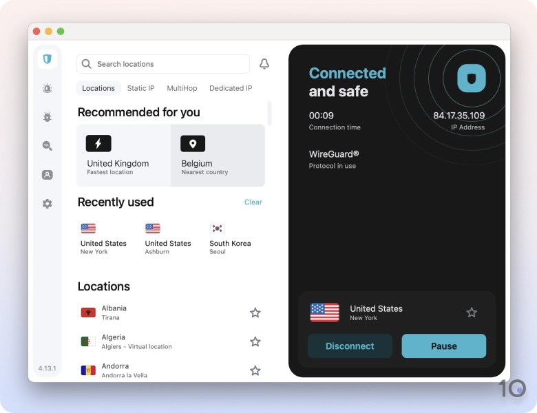 Surfshark's VPN app for macOS