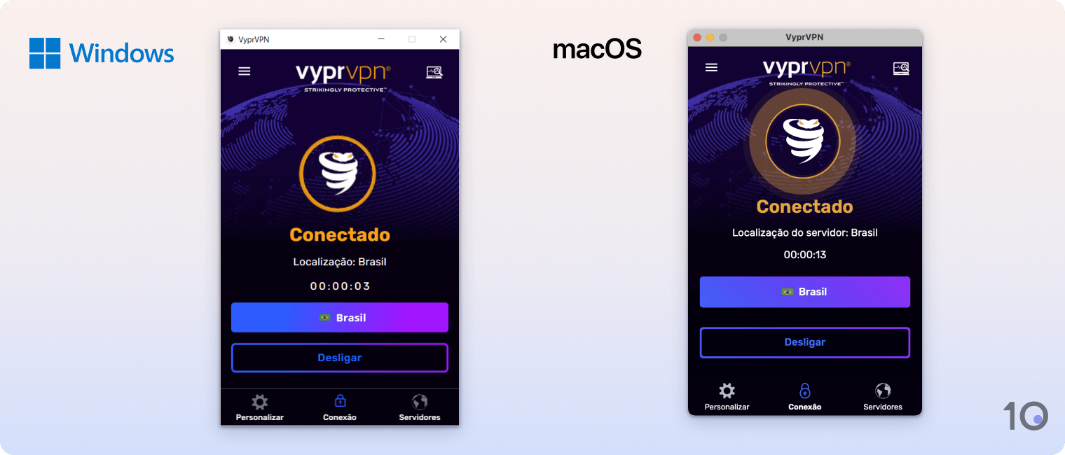 Aplicativos Windows e macOS da VyprVPN