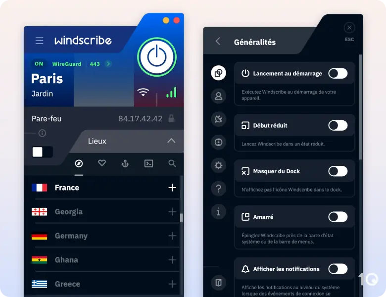 L'application VPN gratuite de Windscribe VPN pour macOS