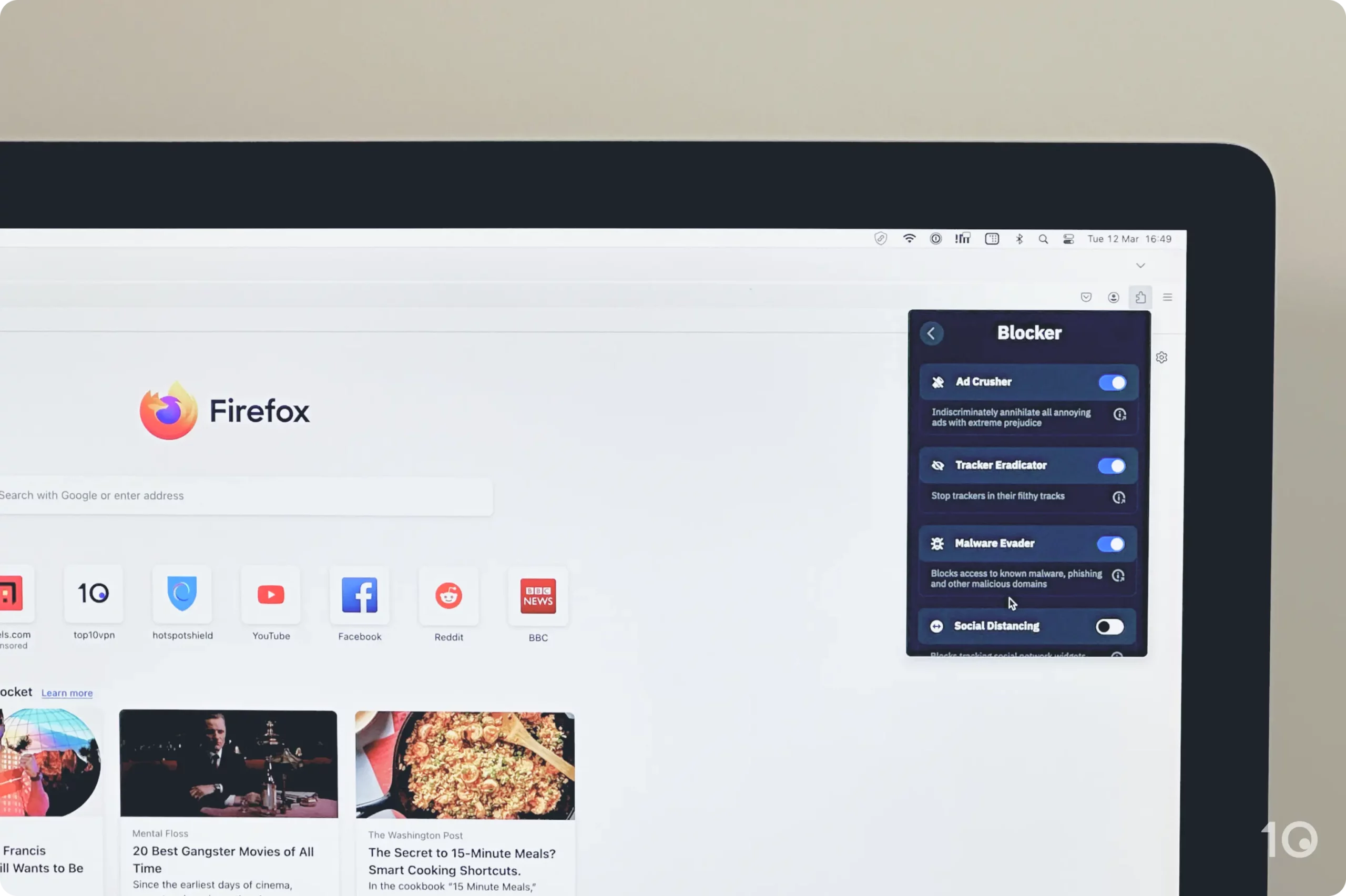 Extension de navigateur Firefox Windscribe sur macOS