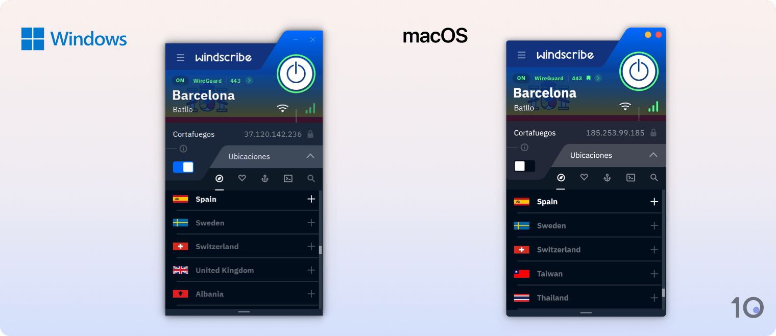 Las aplicaciones de Windscribe para Windows y Mac