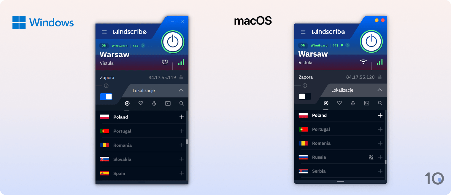 Aplikacje Windscribe na system Windows i macOS