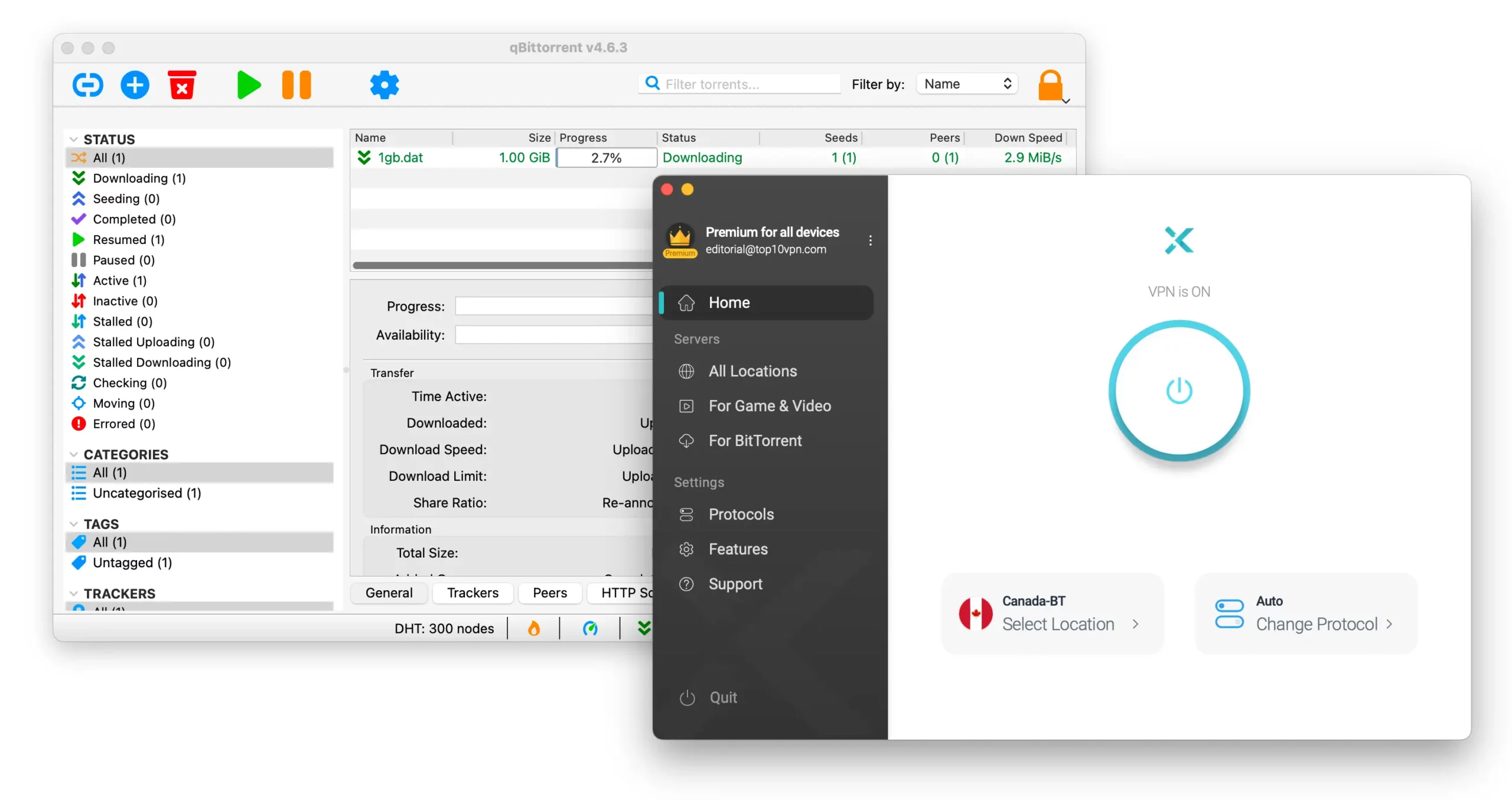 Torrenting on qBittorrent while connected to an X-VPN P2P server