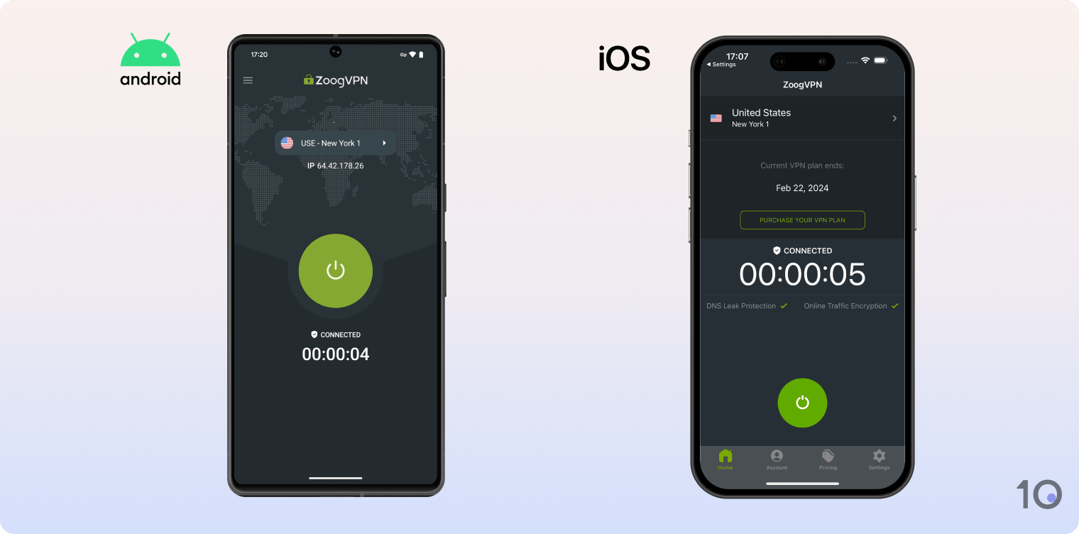 ZoogVPN's apps for Android and iOS